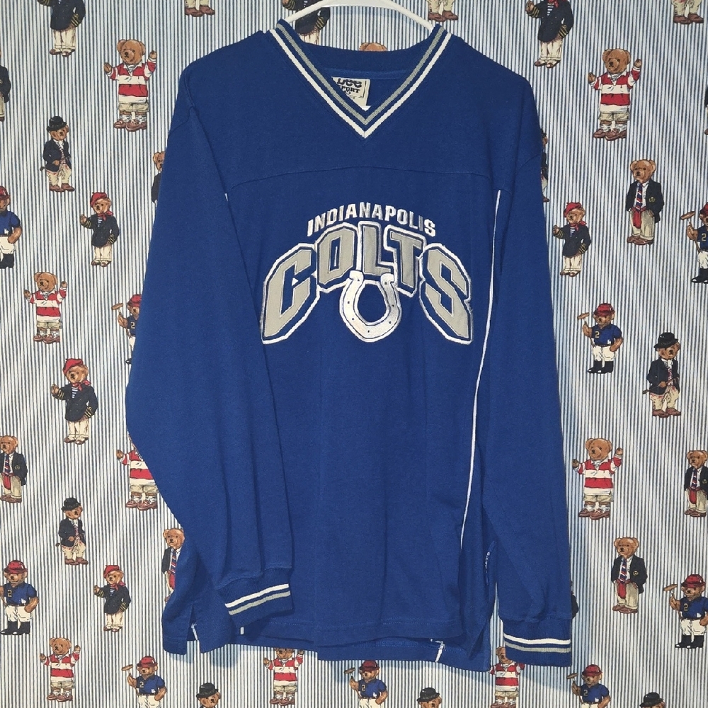 Vintage Lee Sports Indianapolis Colts Blue Long Sleeve Sweatshirt Medium